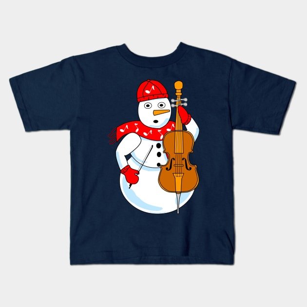 Cello Snowman Kids T-Shirt by Barthol Graphics